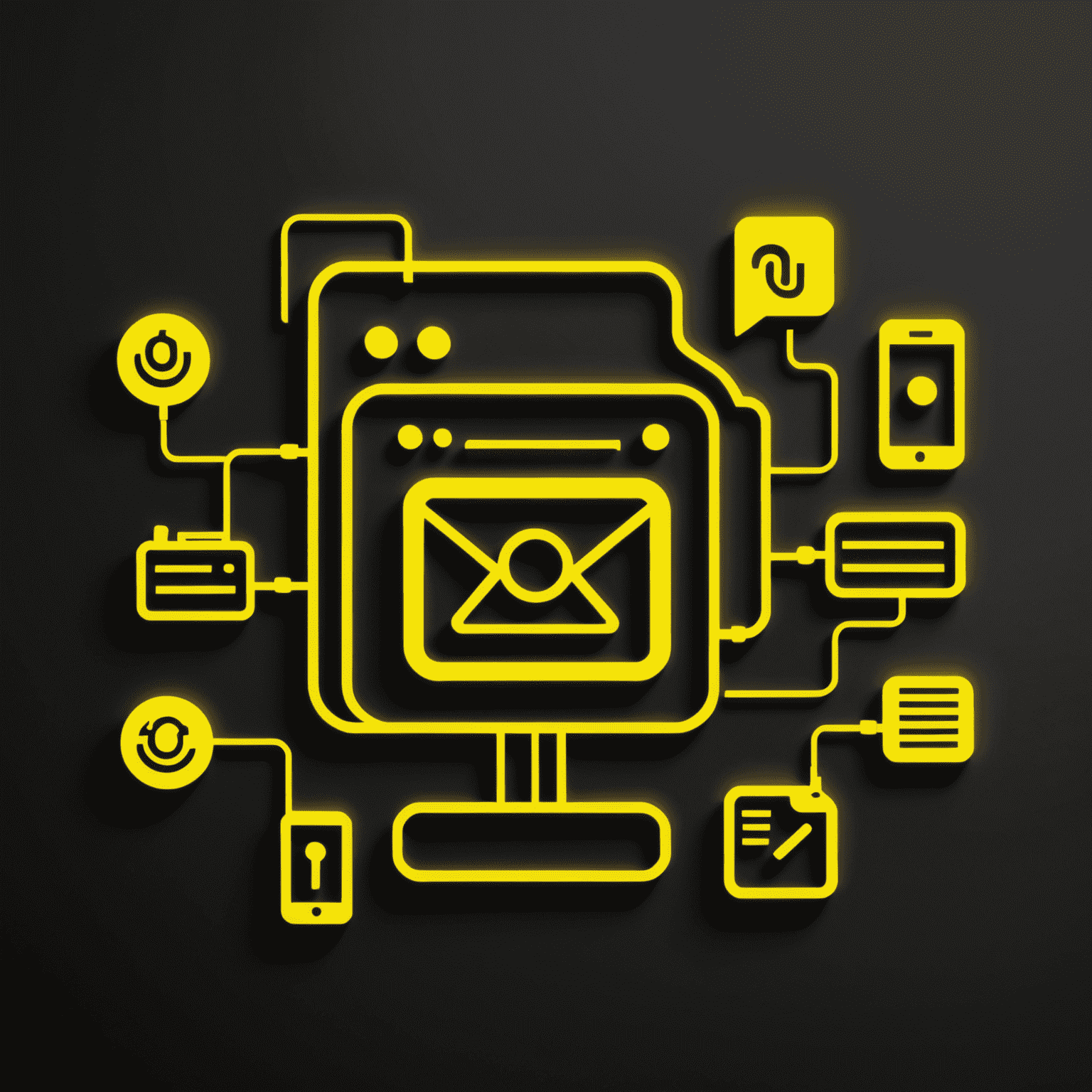 صورة توضيحية للخدمات ذات القيمة المضافة، تظهر أيقونات للبريد الصوتي وهوية المتصل وحزم الرسائل القصيرة بألوان نيون صفراء